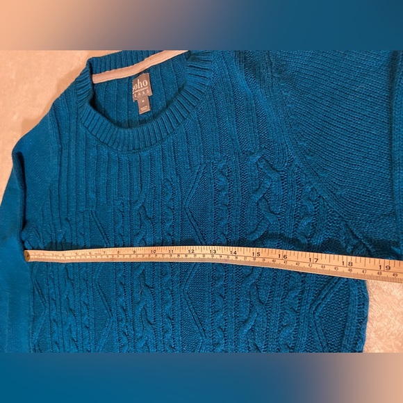 New York and Co Womens Medium Turquoise Hi-Low Long Sleeve Sweater - Picture 4 of 7